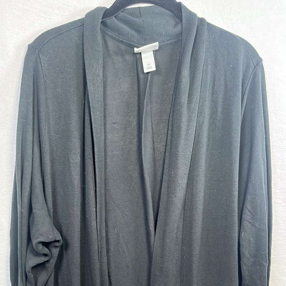 Plus Size 3X Ava &‎ Viv Open Front Black Cardigan with POCKETS Office Comfort